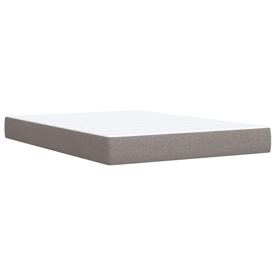 Cama box spring con colchón tela gris taupe 160x200