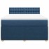 Cama box spring con colchón tela azul 160x200