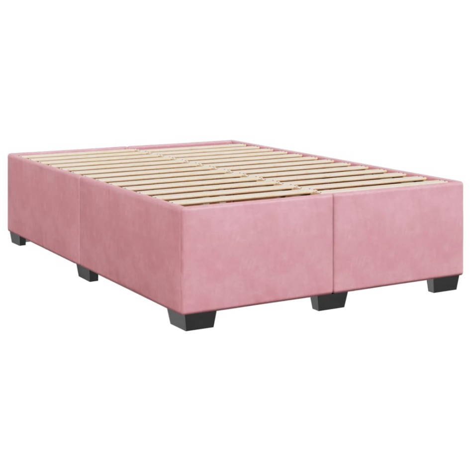 Estructura de cama sin colchón terciopelo rosa 160x200