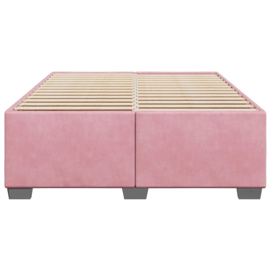 Estructura de cama sin colchón terciopelo rosa 160x200