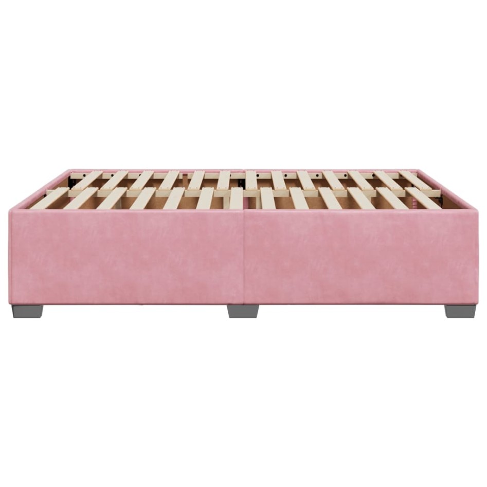 Estructura de cama sin colchón terciopelo rosa 160x200