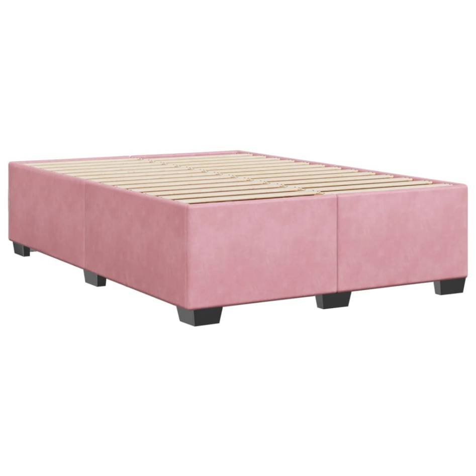 Estructura de cama sin colchón terciopelo rosa 160x200