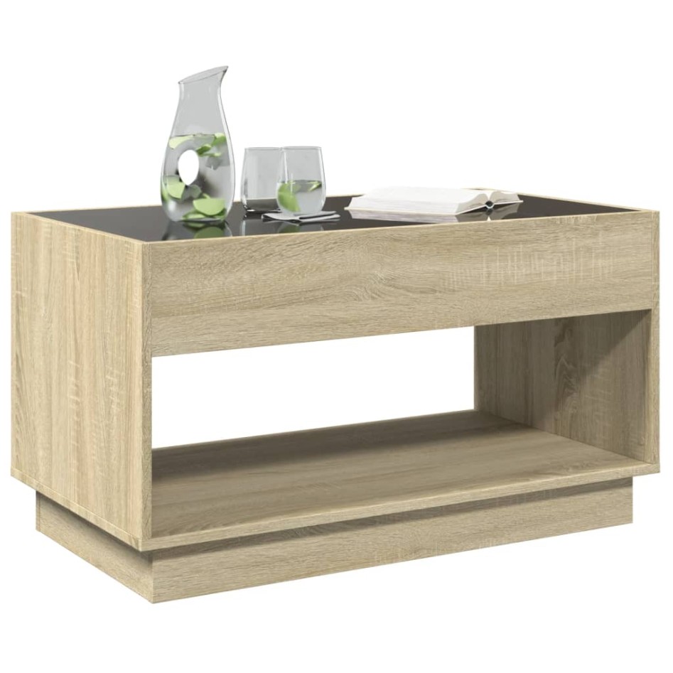 Mesa de centro con Infinity LED roble Sonoma 90x50x50