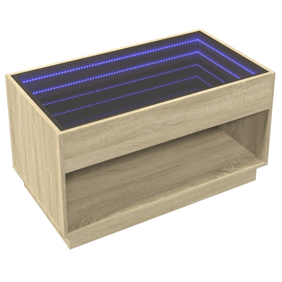 Mesa de centro con Infinity LED roble Sonoma 90x50x50
