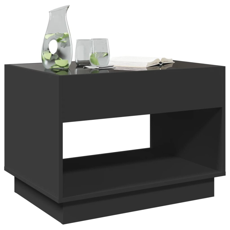 Mesa de centro con Infinity LED negro 70x50x50