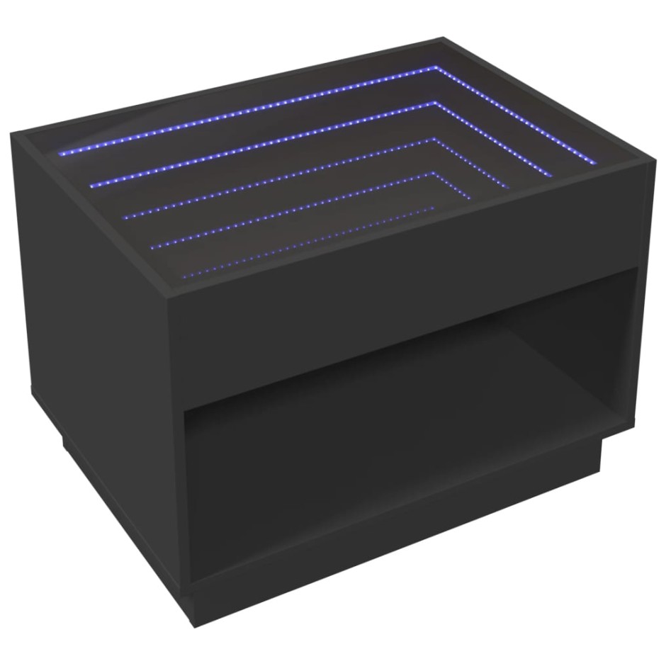 Mesa de centro con Infinity LED negro 70x50x50