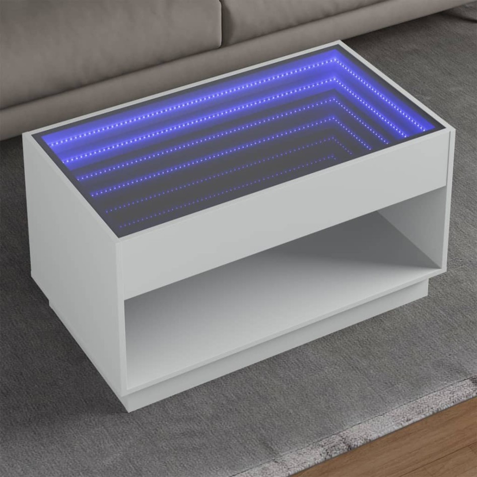 Mesa de centro con Infinity LED blanco 90x50x50