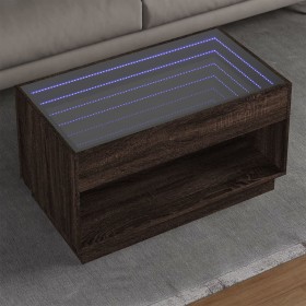 Mesa de centro con Infinity LED marrón roble 90x50x50