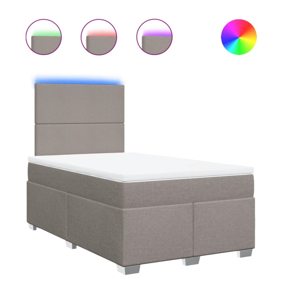 Cama box spring con colchón tela gris taupe 120x200