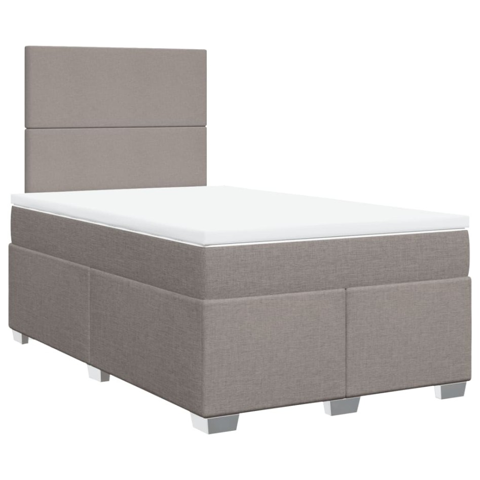 Cama box spring con colchón tela gris taupe 120x200