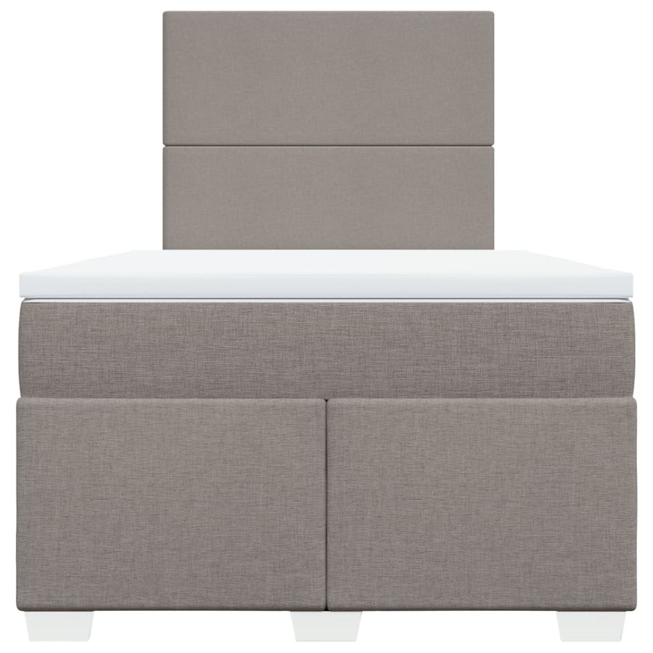 Cama box spring con colchón tela gris taupe 120x200