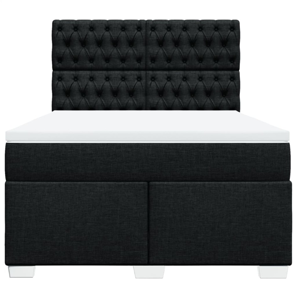 Cama box spring con colchón tela negro 140x190