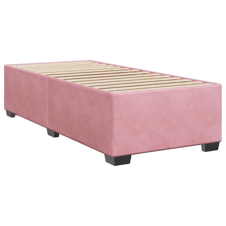 Cama box spring con colchón terciopelo rosa 80x200