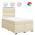 Cama box spring con colchón tela color crema 120x200