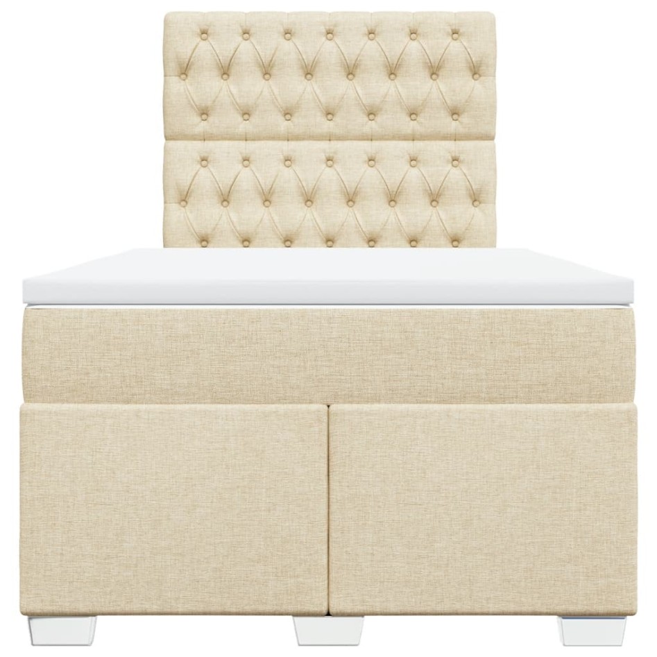 Cama box spring con colchón tela color crema 120x200