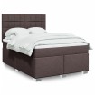 Cama box spring con colchón tela marrón oscuro 140x190 cm