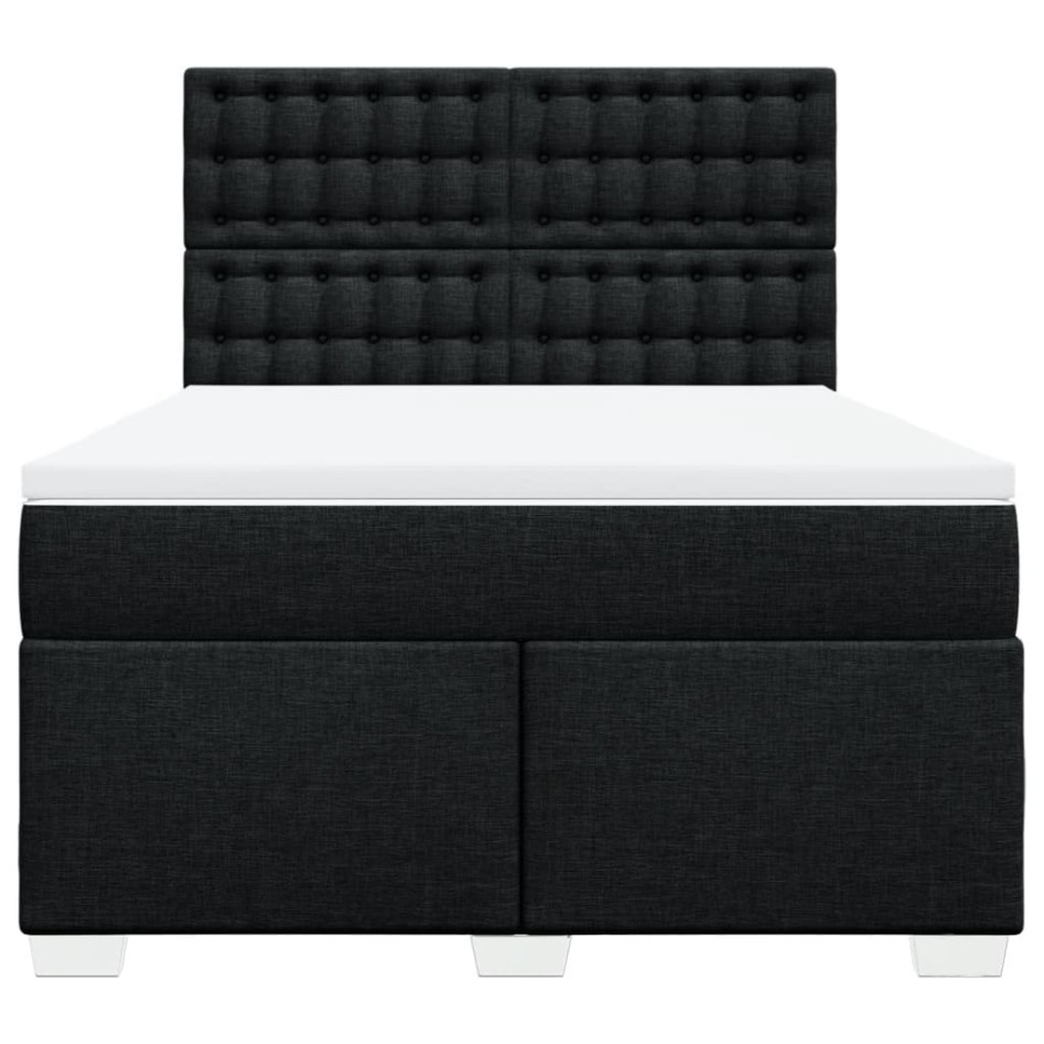 Cama box spring con colchón tela negro 140x190