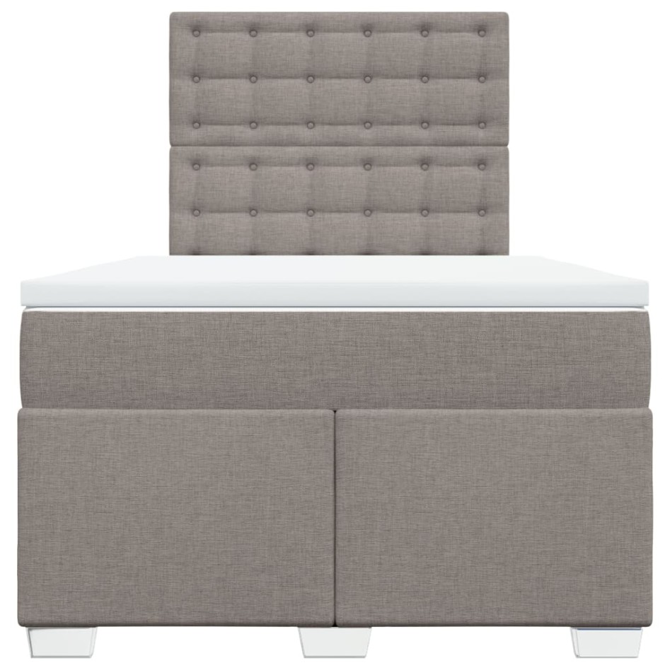 Cama box spring con colchón tela gris taupe 120x200