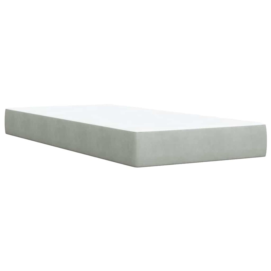 Cama box spring con colchón terciopelo gris claro 90x190