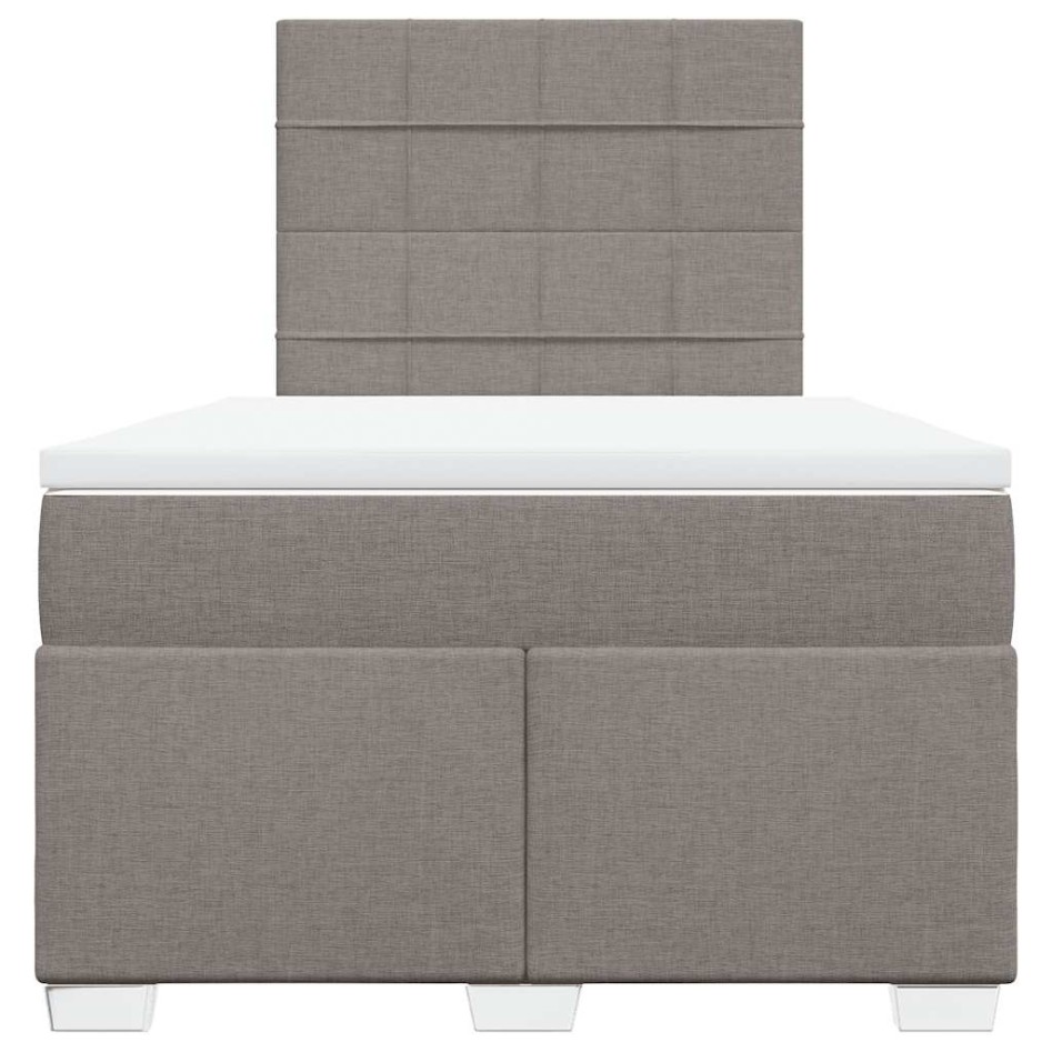 Cama box spring con colchón tela gris taupe 120x200