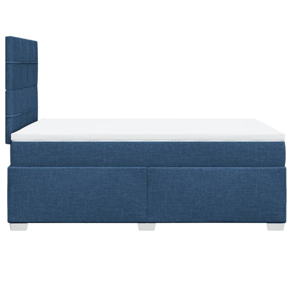 Cama box spring con colchón tela azul 120x190