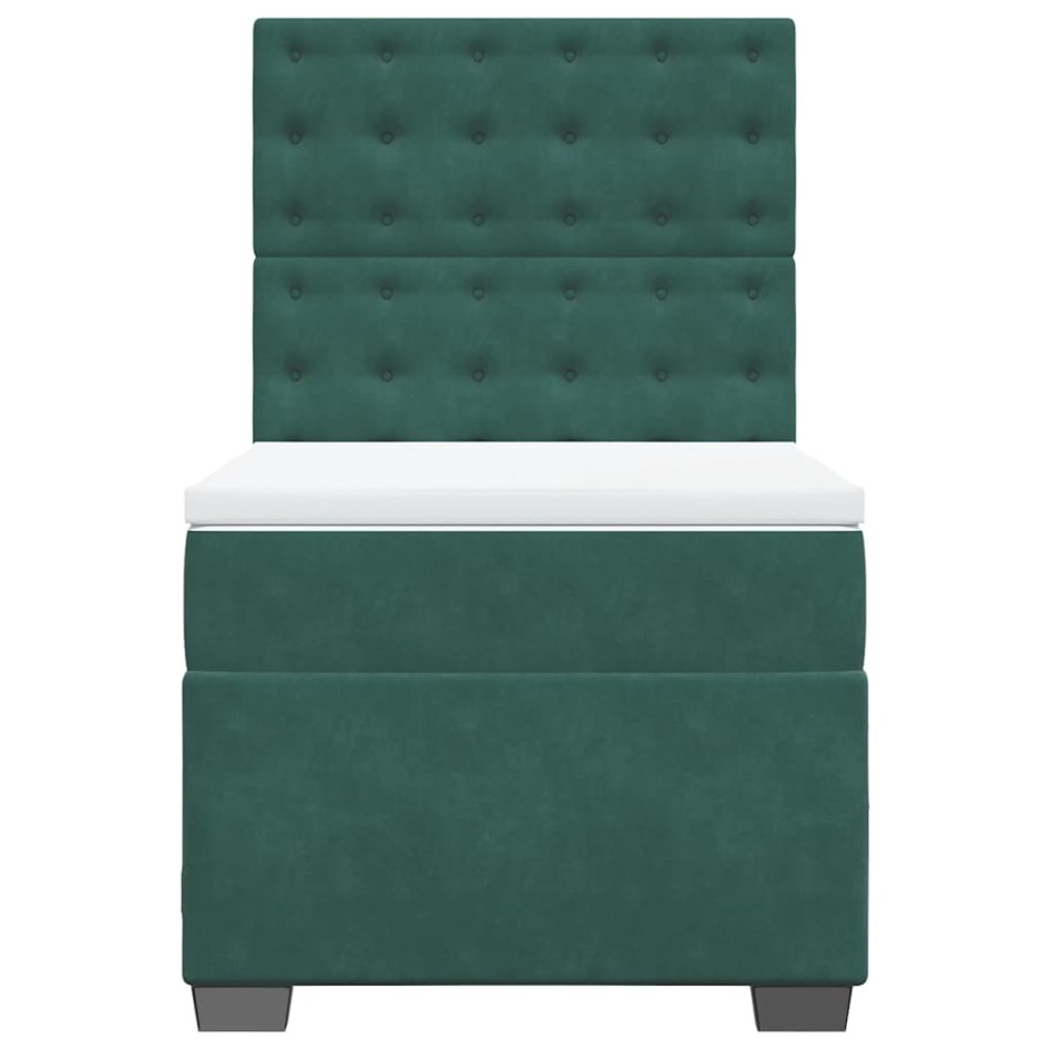 Cama box spring con colchón terciopelo verde oscuro 90x190