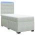 Cama box spring con colchón terciopelo gris claro 100x200