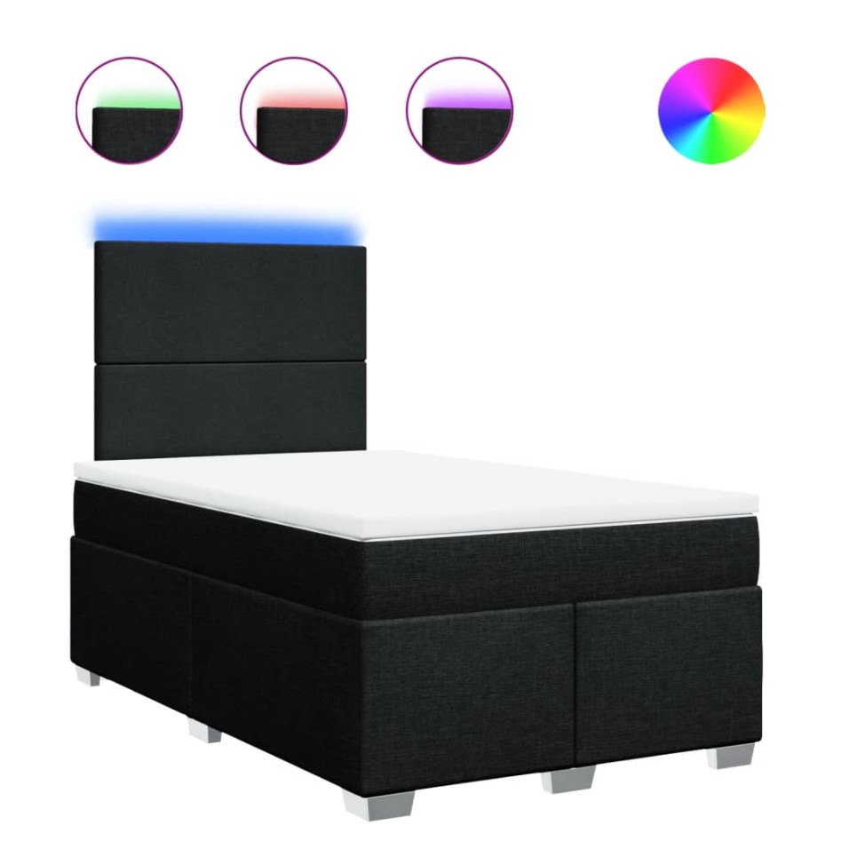 Cama box spring con colchón tela negro 120x200