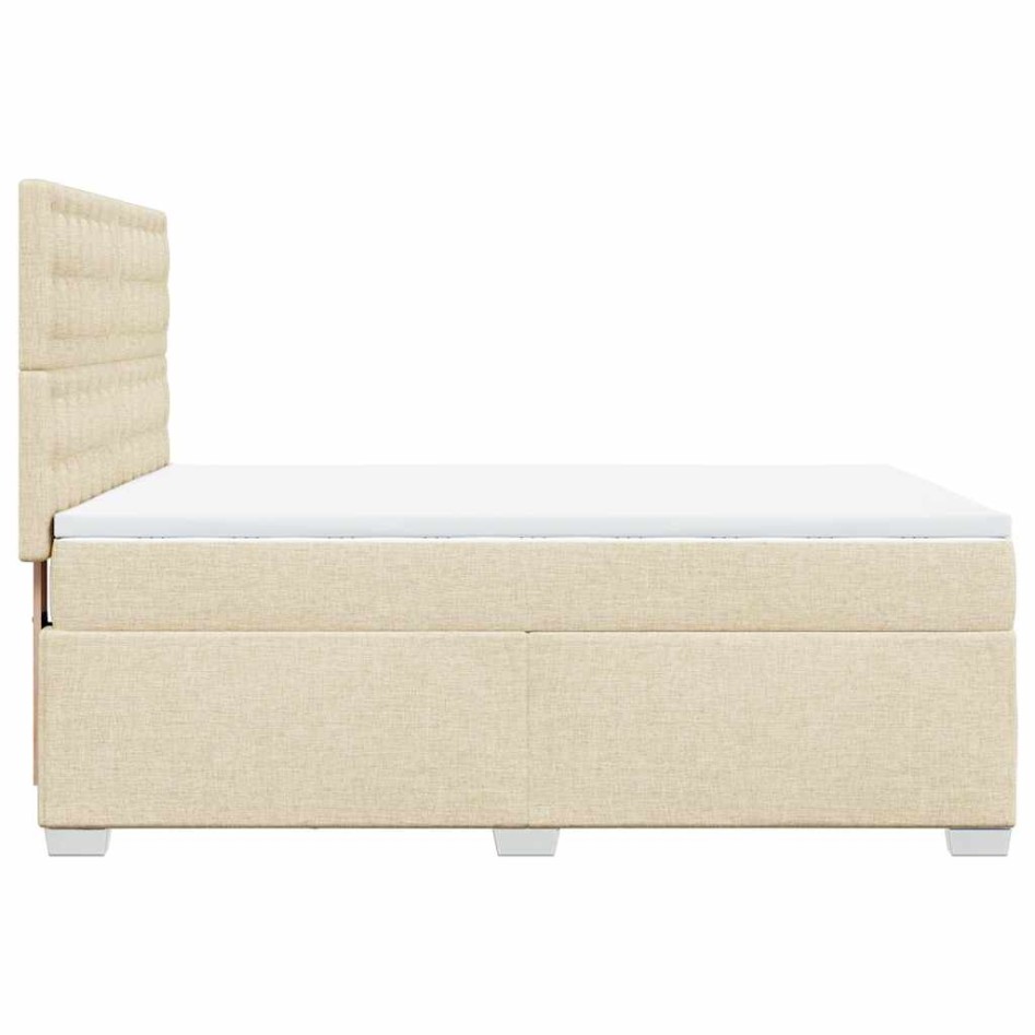 Cama box spring con colchón tela color crema 140x190