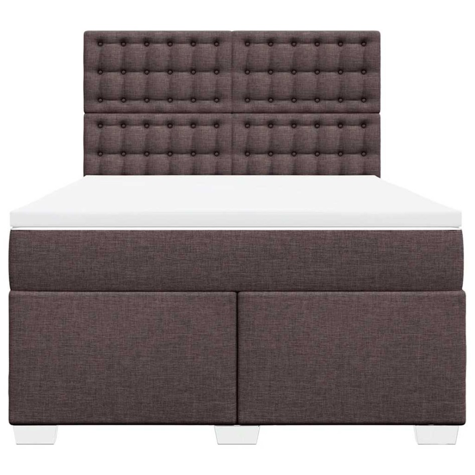 Cama box spring con colchón tela marrón oscuro 140x190