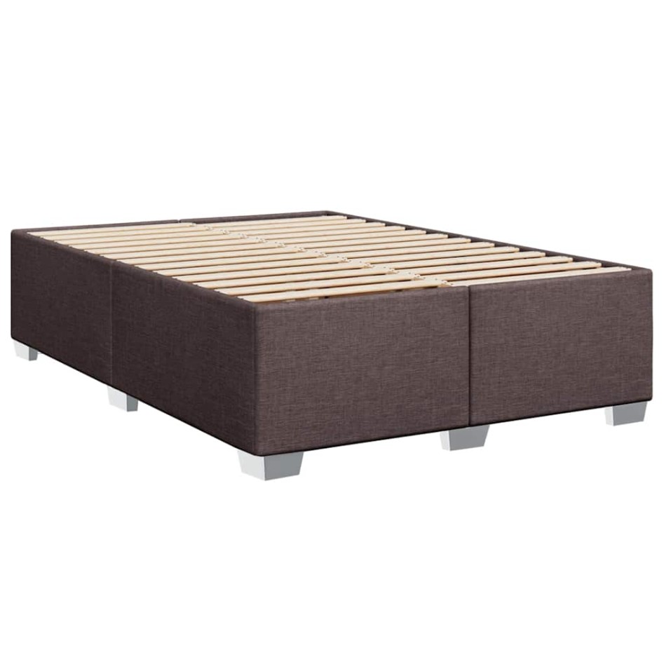 Cama box spring con colchón tela marrón oscuro 140x190