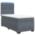 Cama box spring con colchón terciopelo gris oscuro 90x200