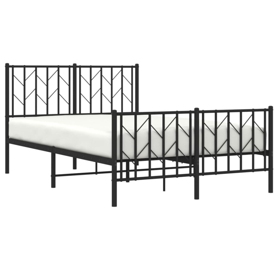 Estructura de cama con cabecero y pie metal negro 120x190