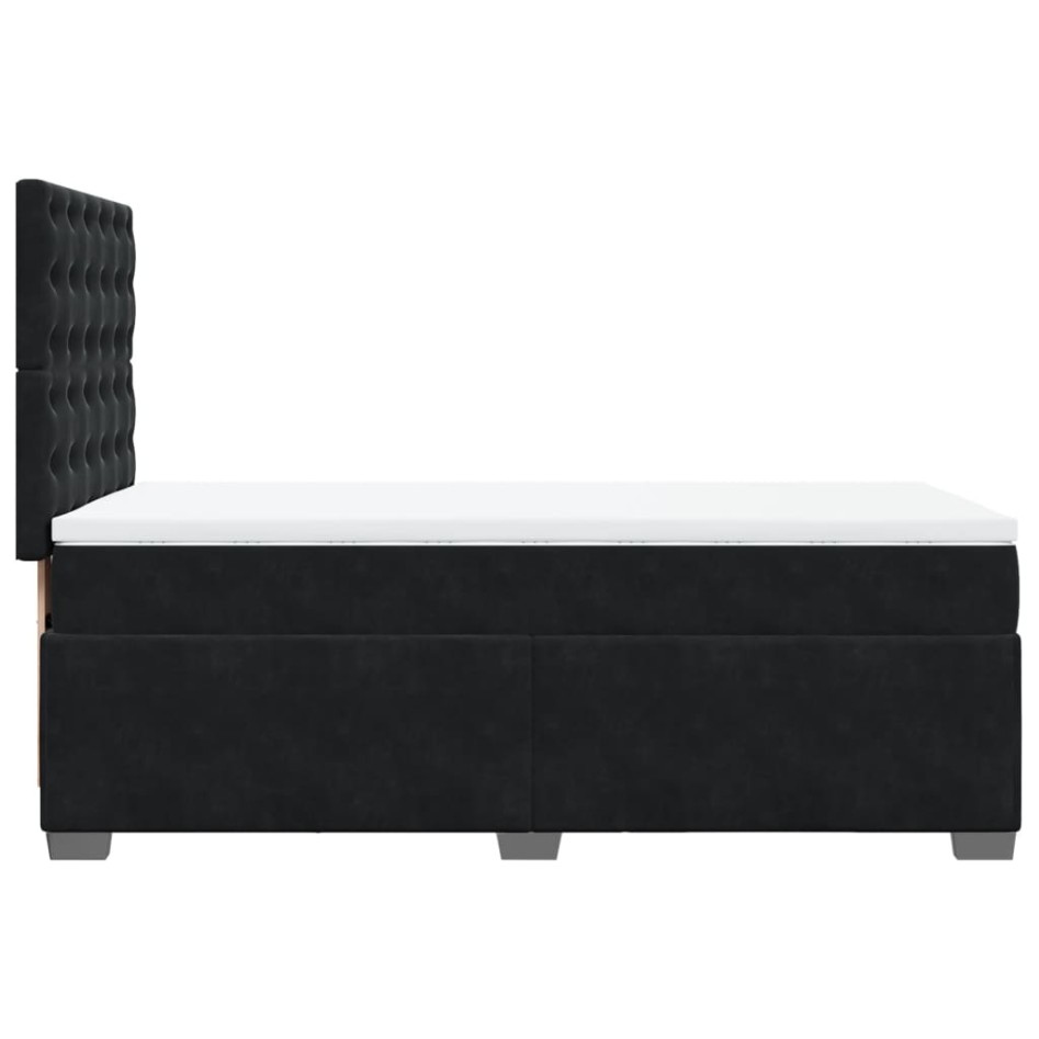 Cama box spring con colchón terciopelo negro 100x200