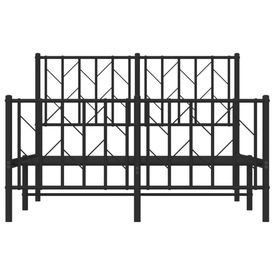 Estructura de cama con cabecero y pie metal negro 120x190