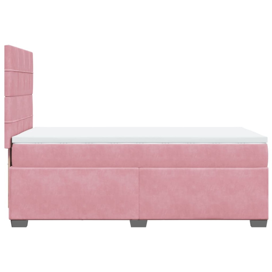 Cama box spring con colchón terciopelo rosa 90x200