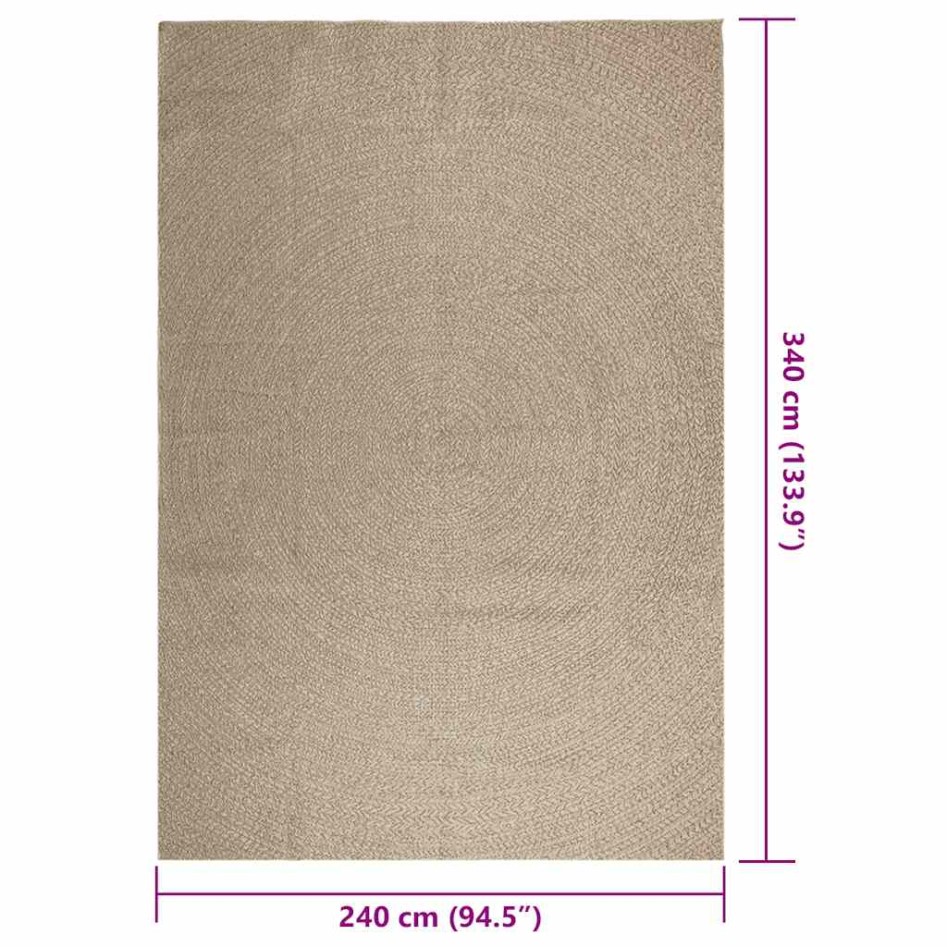 Alfombra ZIZUR aspecto yute interior/exterior beige 240x340