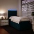 Cama box spring con colchón terciopelo azul 90x200
