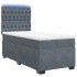 Cama box spring con colchón terciopelo gris oscuro 100x200