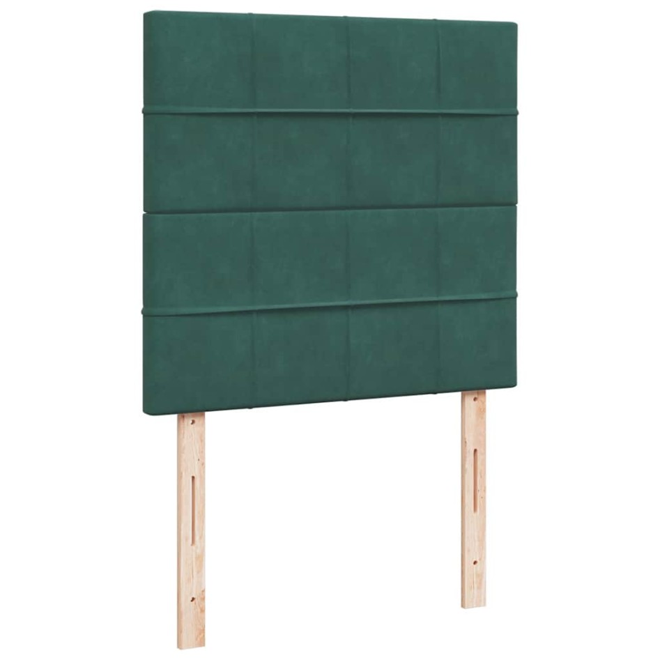 Cama box spring con colchón terciopelo verde oscuro 80x200