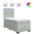 Cama box spring con colchón terciopelo gris claro 90x190