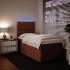 Cama box spring con colchón terciopelo rosa 80x200