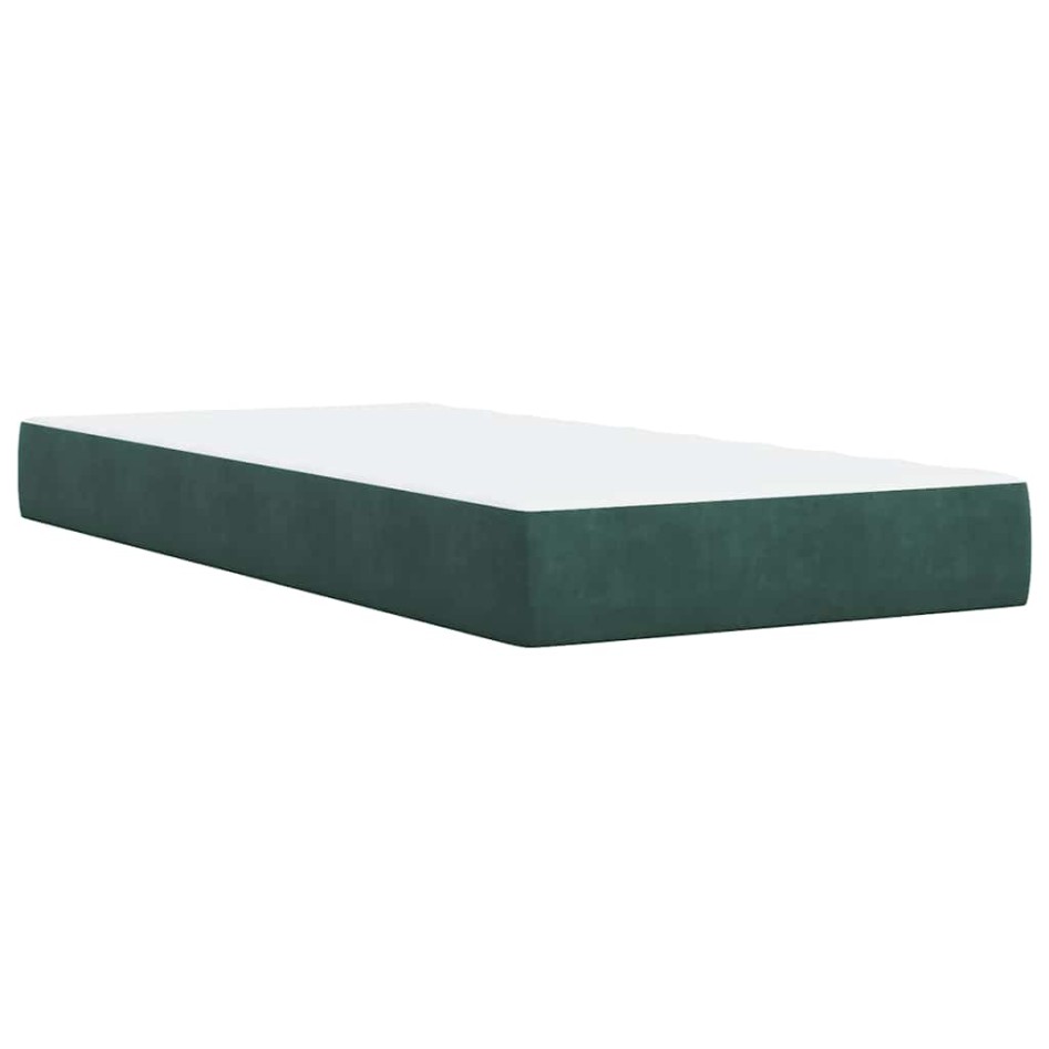 Cama box spring con colchón terciopelo verde oscuro 80x200
