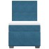 Cama box spring con colchón terciopelo azul 90x200