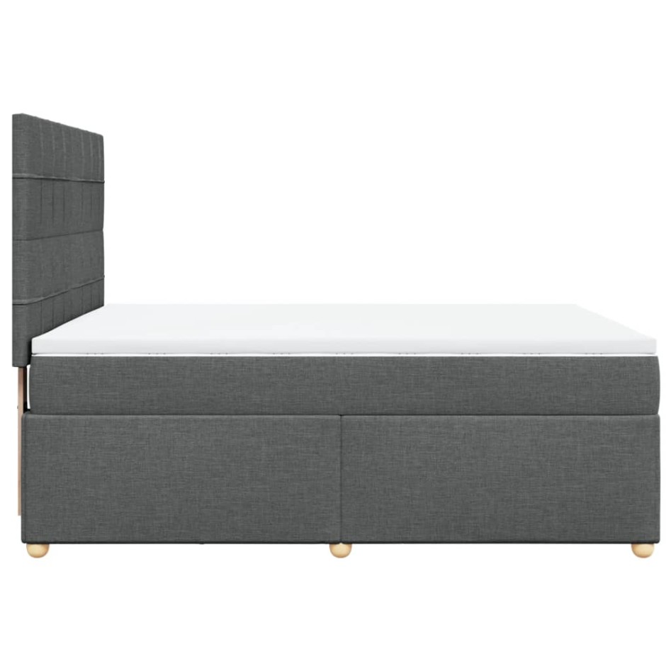 Cama box spring con colchón tela gris oscuro 140x190
