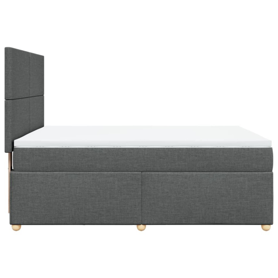Cama box spring con colchón tela gris oscuro 140x190