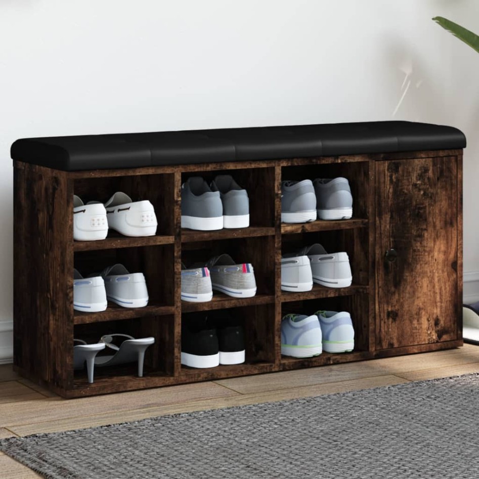 Banco zapatero madera de ingeniería roble ahumado 102x32x50