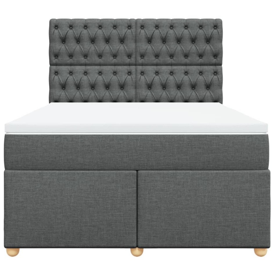 Cama box spring con colchón tela gris oscuro 140x190