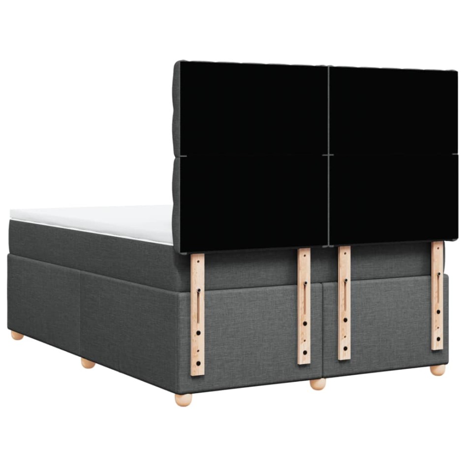 Cama box spring con colchón tela gris oscuro 140x190