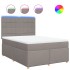 Cama box spring con colchón tela gris taupe 140x200